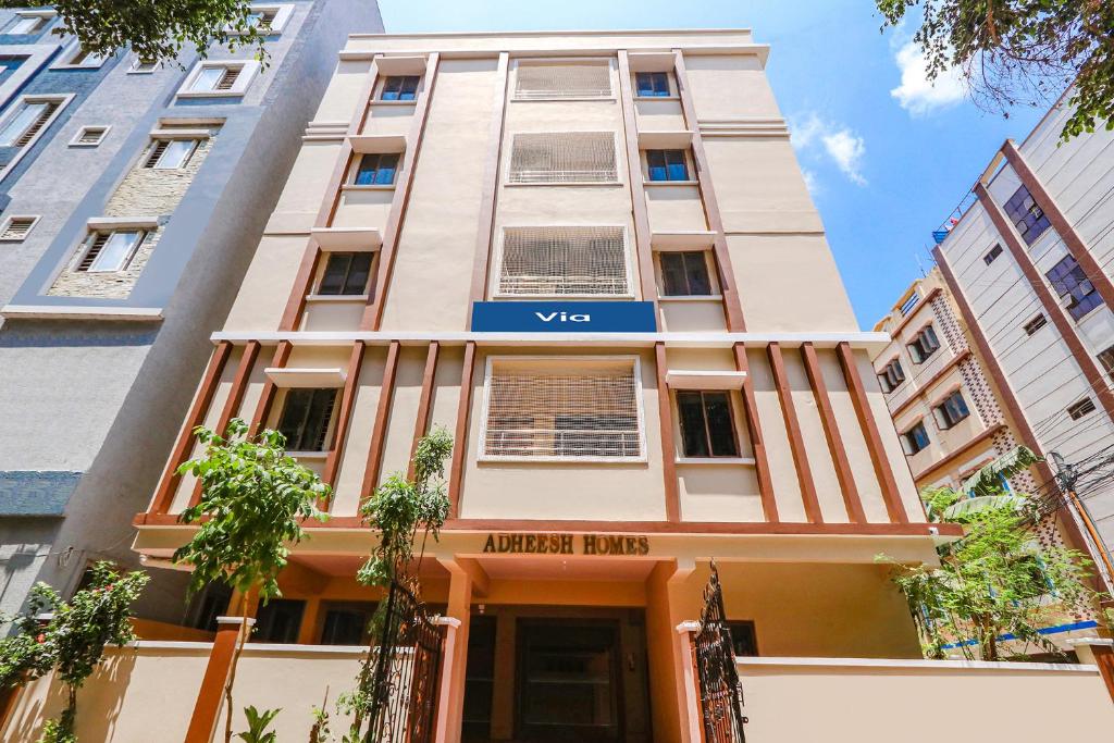 a view of the front of the apartment building at Via Prestige Castle - Nr HITEX Exhibition Center Hitech City in Hyderabad