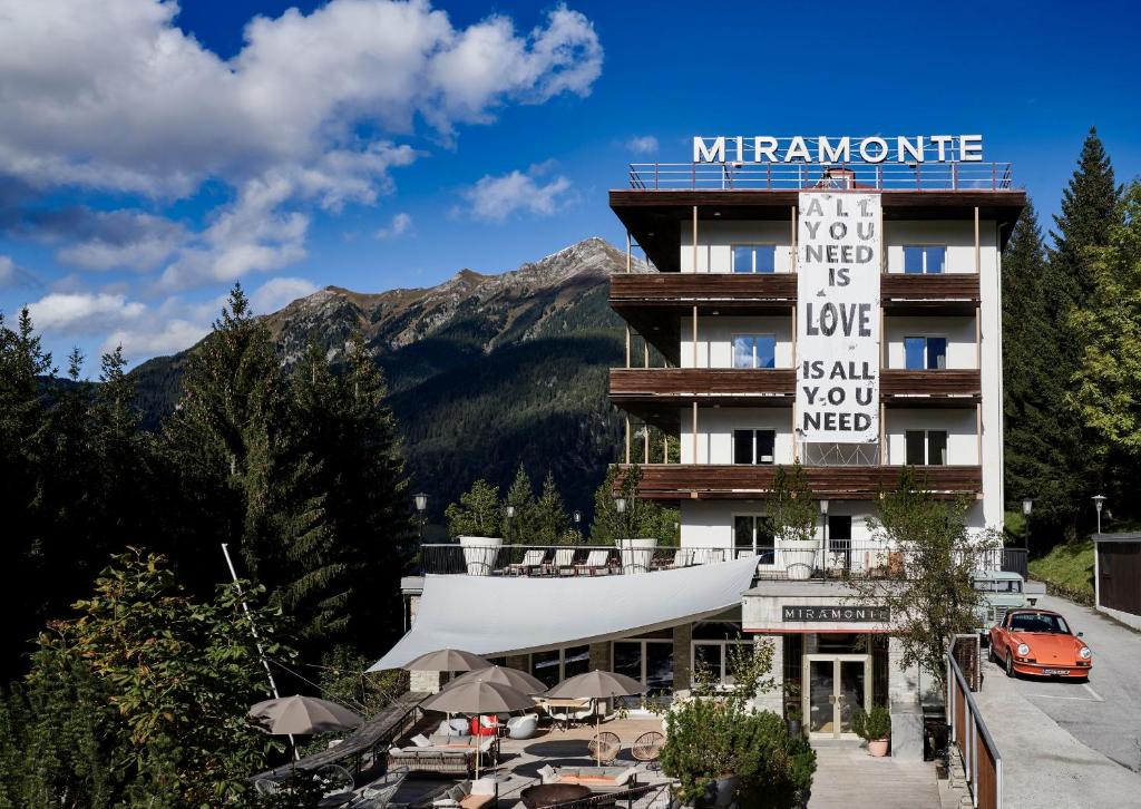 a hotel with a sign that reads miramonte at Design Hotel Miramonte in Bad Gastein