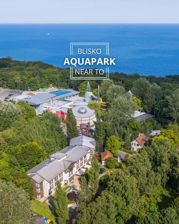 an aerial view of the bulius aquipark resort at Hotel Aqua Sopot - Destigo Hotels in Sopot