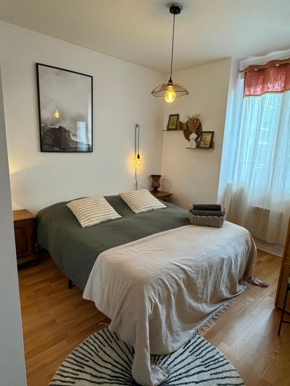 a bedroom with two beds in a room at T2 cosy - proche centre et plage in Quiberon