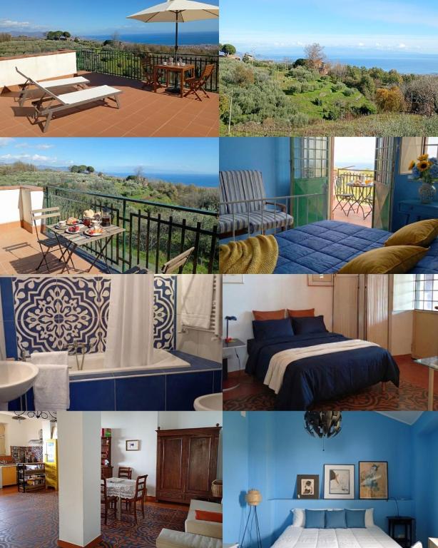 a collage of pictures of a bedroom and a bed at MaNi Madre in Giarre