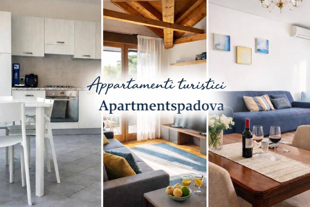 a collage of photos of a kitchen and a living room at ApartmentsPadova in Padova