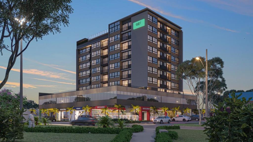a rendering of a hotel with a building at Apartamento de Luxo 2 Quartos, Brasília - Get Park Sul - com Garagem in Brasília
