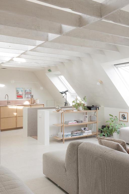 a living room with a couch and a ceiling at CODAK suite in Kluisbergen