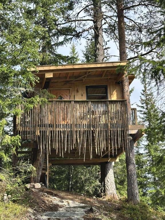 a tree house in the middle of a tree at Ravn in Vistad