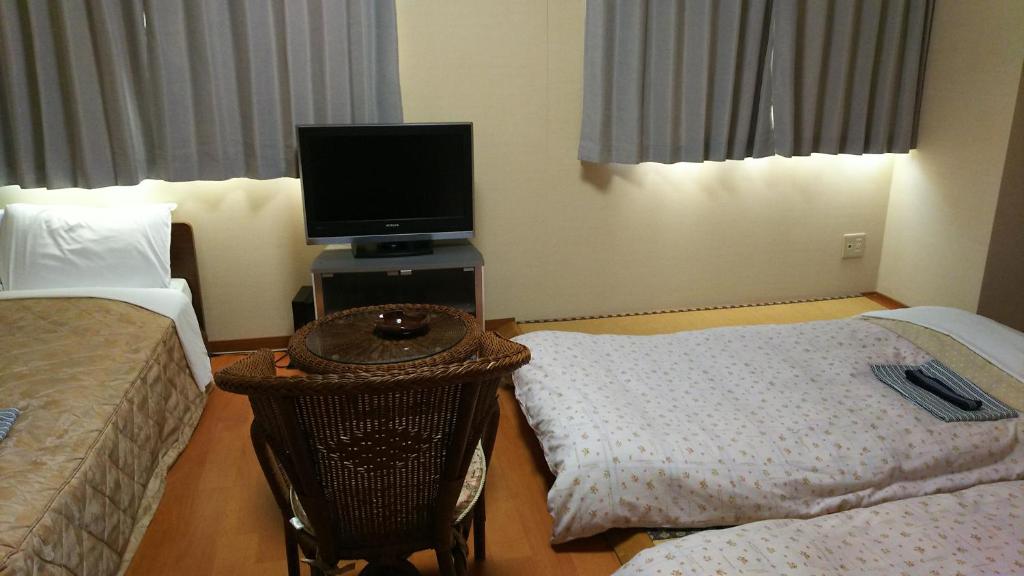 TV a/nebo společenská místnost v ubytování New Central Hotel Katsuta