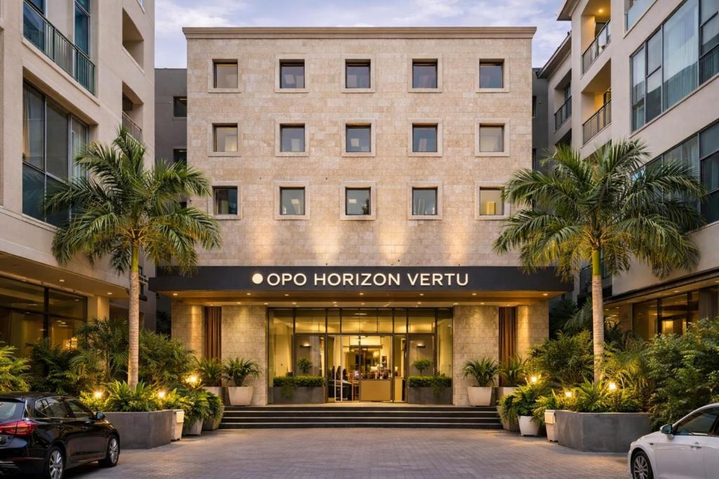 a rendering of the exterior of the hotel hilton vancouver at OPO Horizon Aerocity ,Delhi Airport in Jāmb