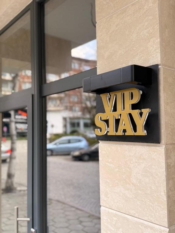 a vip sign on the side of a building at Vip Stay in Gotse Delchev