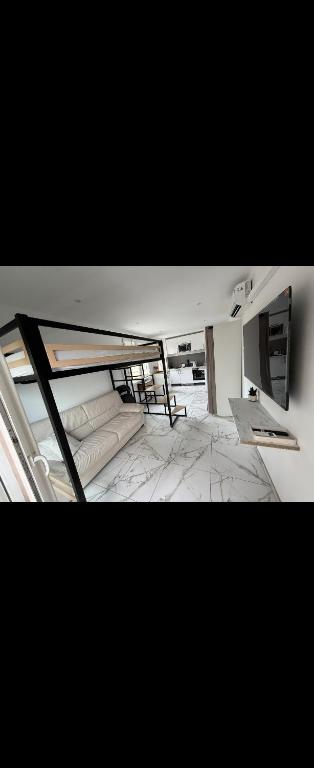 a view of a room with a tv and a couch at Sun argeles sur mer in Argelès-sur-Mer