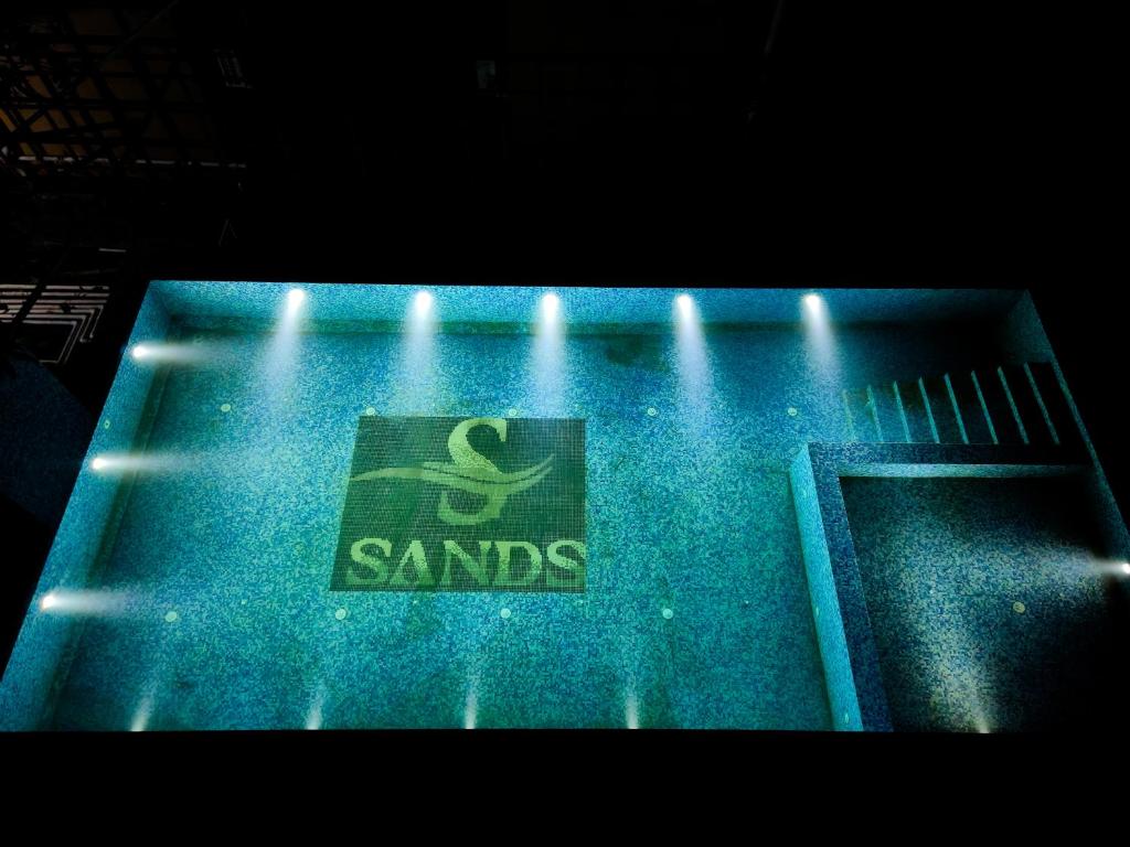 a blue stage with a sands sign on it at Sands - Tajpur in Tajpur