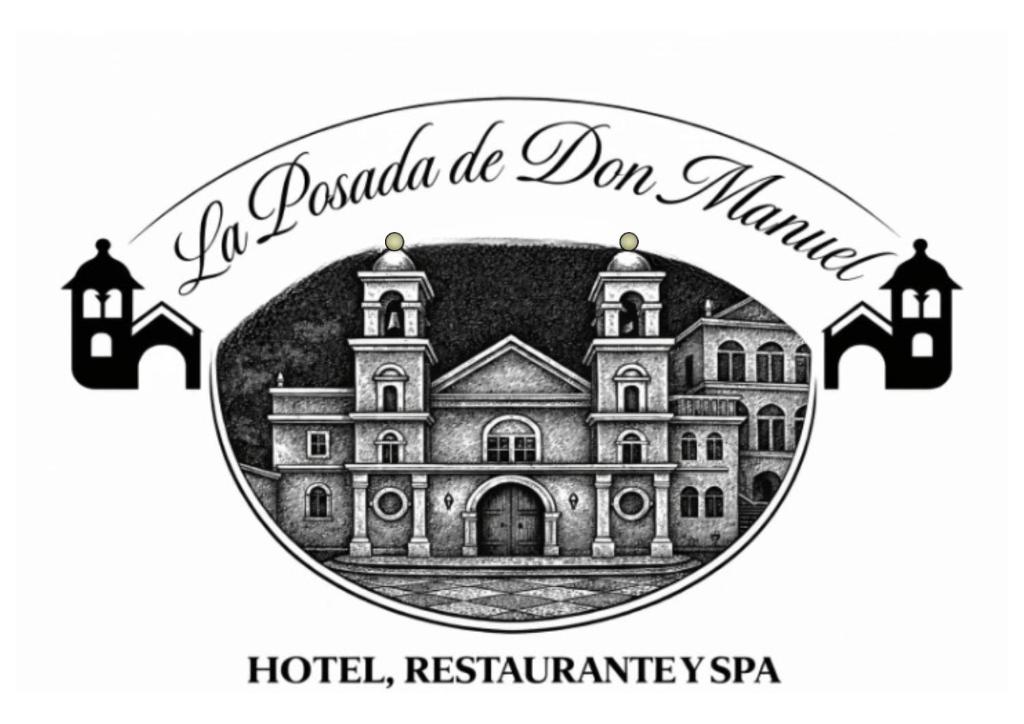 a drawing of a hotel in a circle at La Posada de Don Manuel in Santiago Sacatepéquez