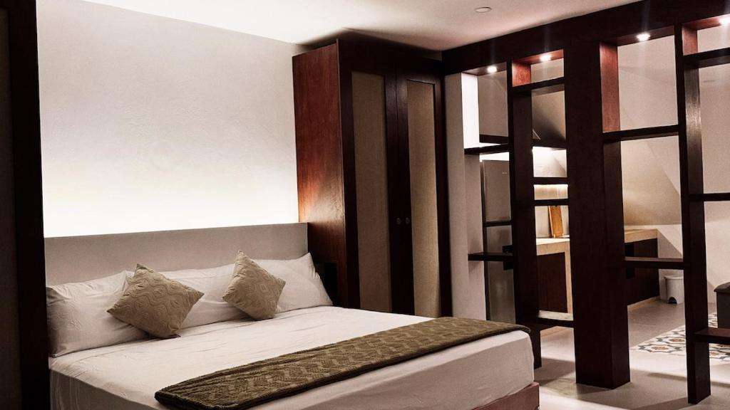 a bedroom with a bunk bed and a ladder at Casa San Martín, Campeche #1 in Campeche