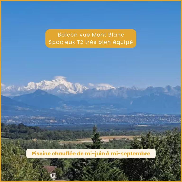 a screenshot of a text message about a mountain at Chez Jiri - Piscine, Balcon vue Alpes, Spacieux T2 in Gex