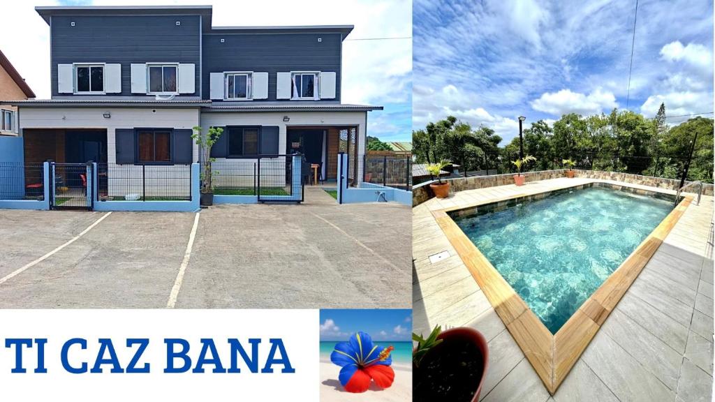 a picture of a house with a swimming pool at Ti Caz Bana in Le Tampon
