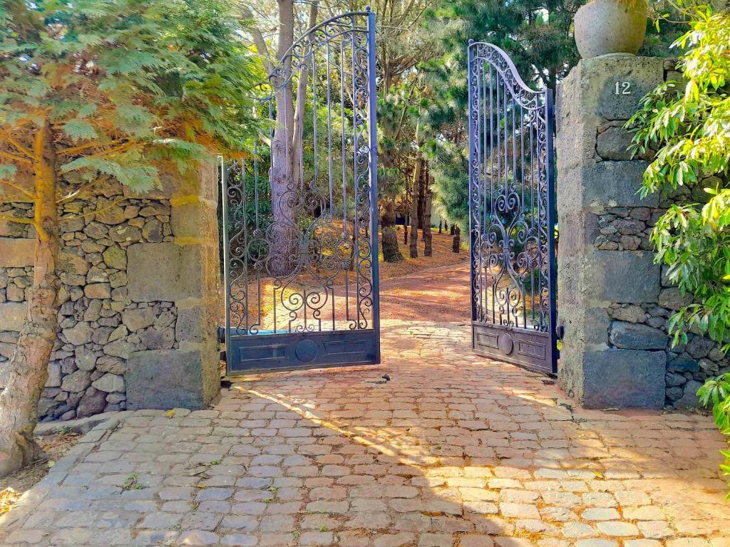 an entrance to a garden with a blue gate at Gala Da Vittoria in Capelas