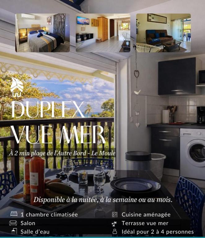 a flyer for a duplex villa with a bedroom at le Cottage in Le Moule