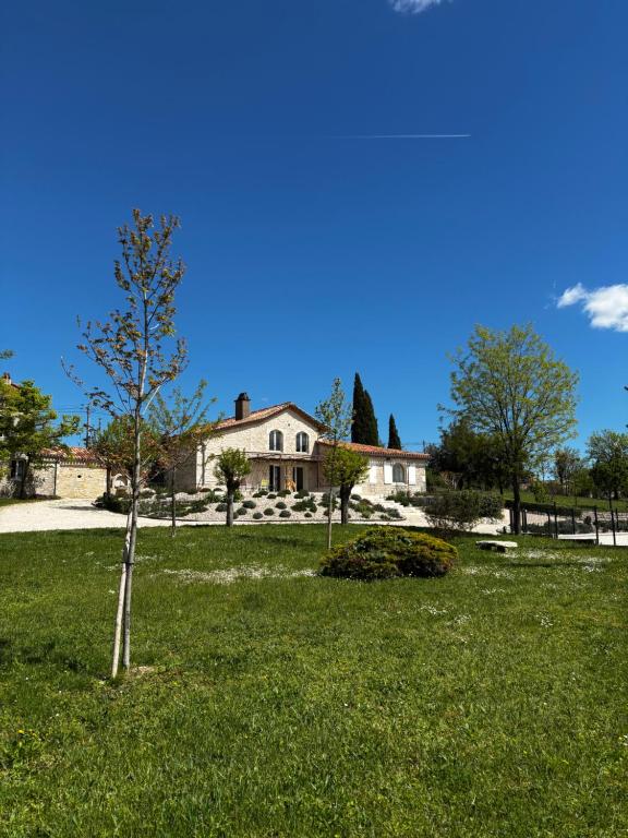 a tree in a field in front of a house at Vila Cabanes 46 in Le Montat