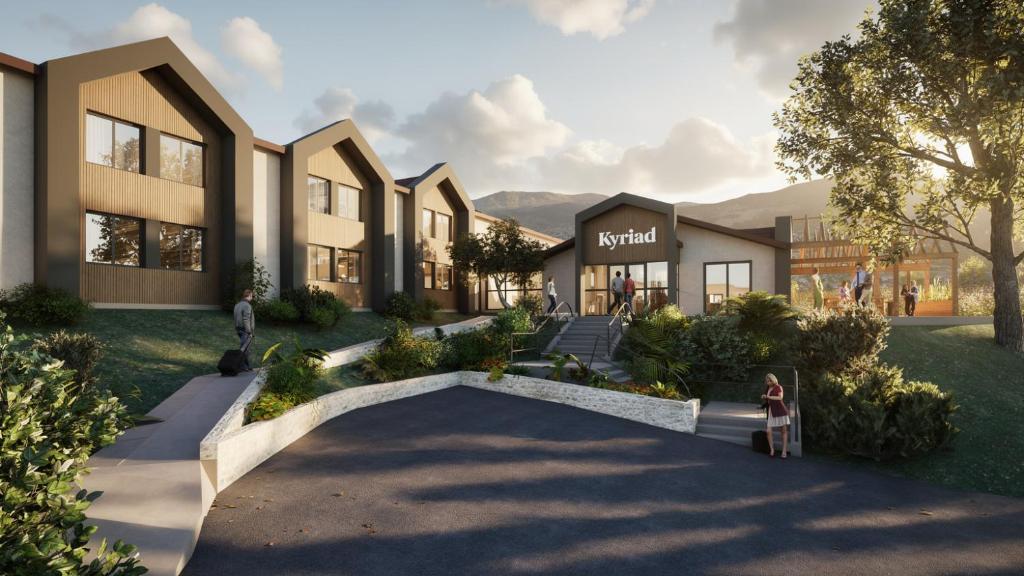 an architectural rendering of a hospital building at Kyriad - L'Isle D'Abeau Bourgoin Jallieu in LʼIsle-dʼAbeau