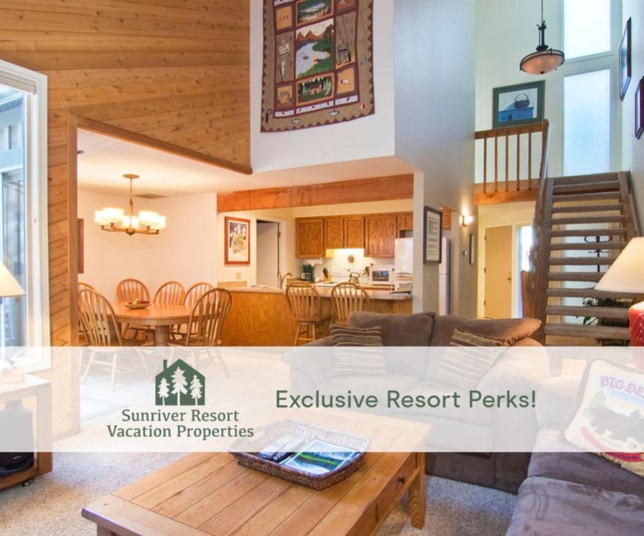 a view of a living room and dining room at 10 Quelah Condo in Sunriver