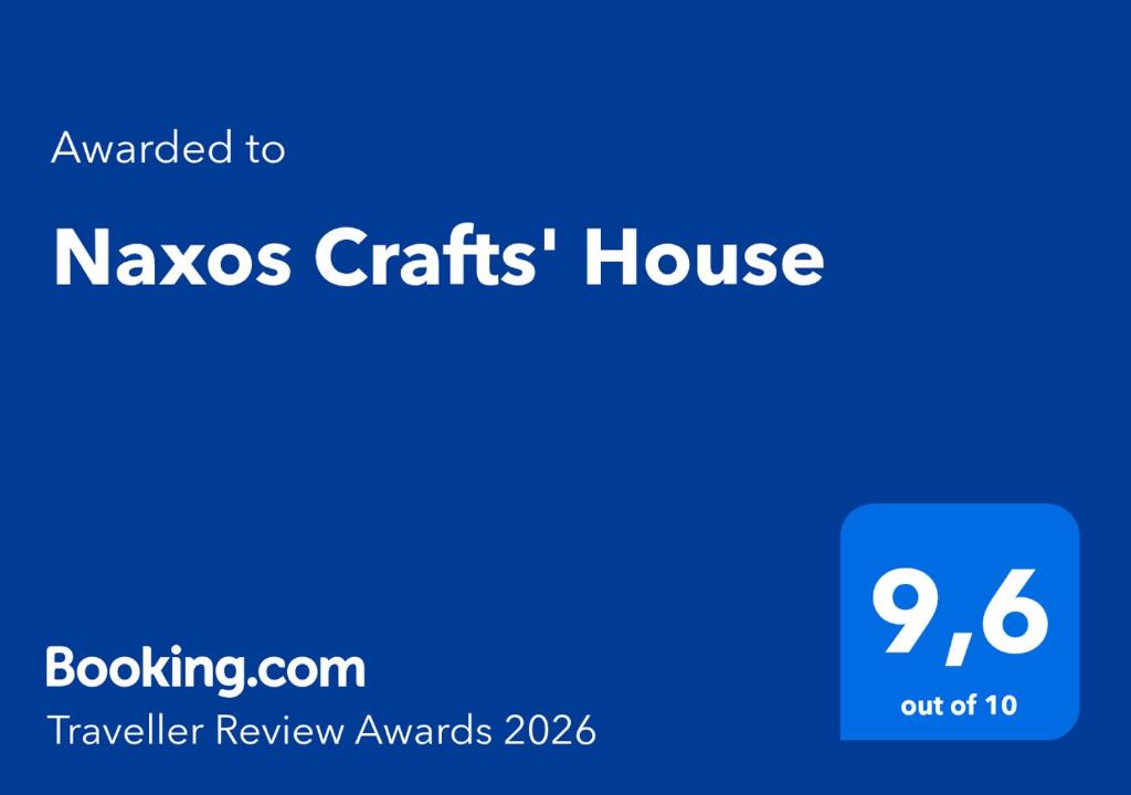 a blue sign with the words waques crafts house at Naxos Crafts' House in Naxos Chora