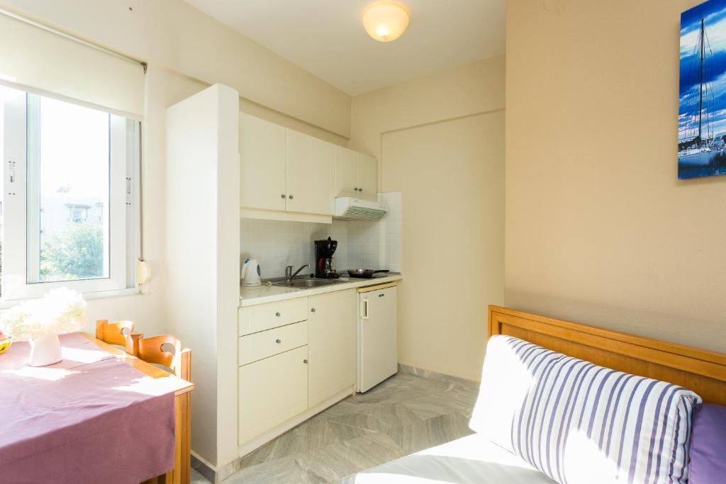 Kuchyň nebo kuchyňský kout v ubytování Radamanthy's Hotel Apartments
