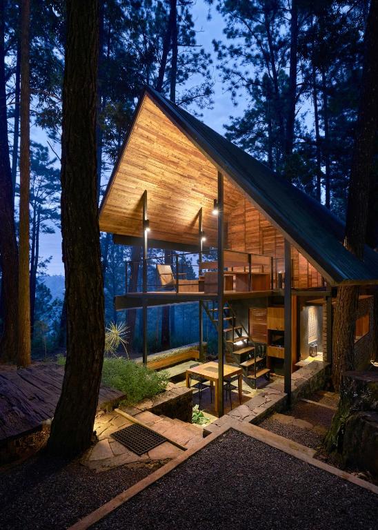 a house in the woods with a roof at Kaya Retreat in Diyatalawa