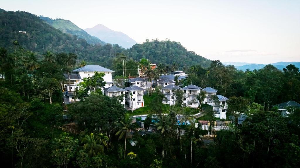 arial view of a resort in the mountains at Eeleem Resorts and Spa, Munnar in Anachal