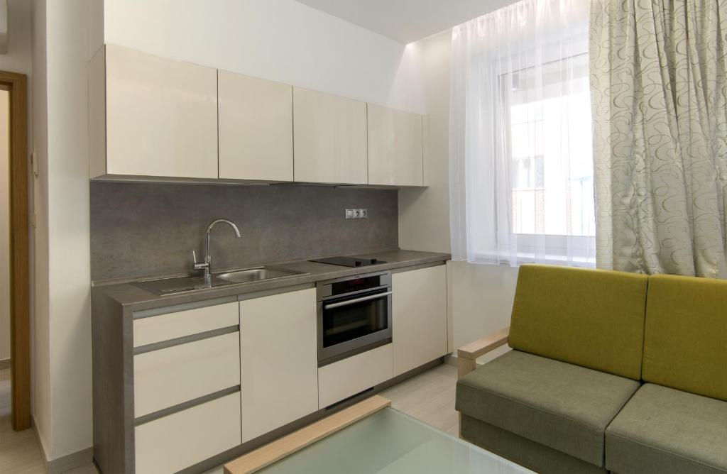 Kuchyň nebo kuchyňský kout v ubytování HOTEL A RESTAURACE U STAVAŘE