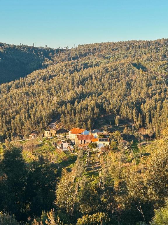 an aerial view of a house on a hill at Alojamento Local Vale dos Vascos in Alvaro