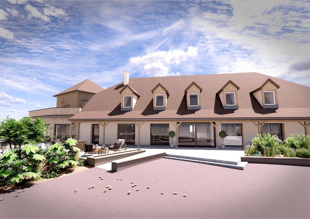 a rendering of a house with a roof at LE VAL MORET Hôtel Restaurant et Spa in Magnant