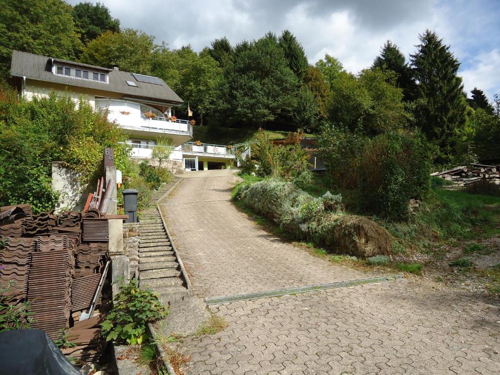 a road leading to a house on a hill at Ferienwohnung Sonnenberg in Degerfelden