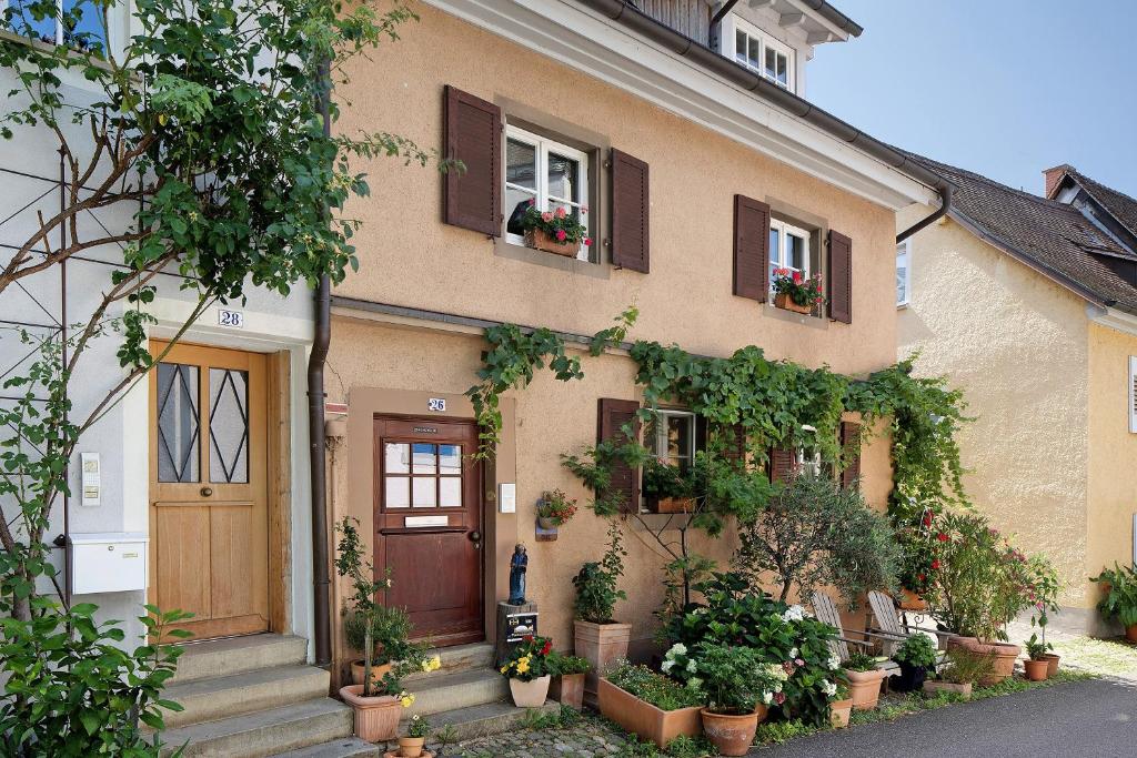 a house with plants on the side of it at Ferienwohnung Gill in Staufen im Breisgau