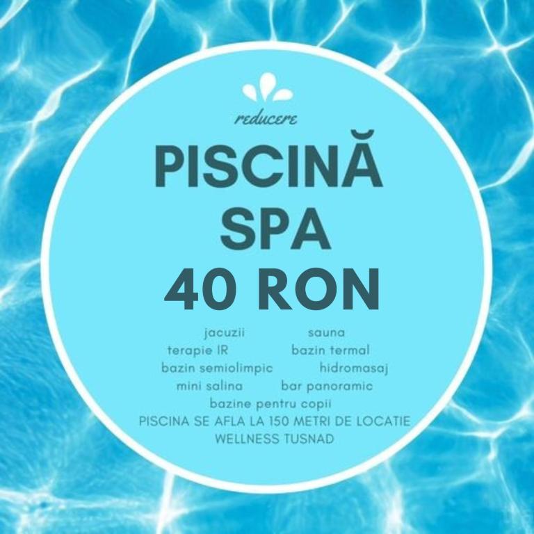 a sign that reads piscina spa next to a swimming pool at Pensiunea Viktoria in Băile Tuşnad