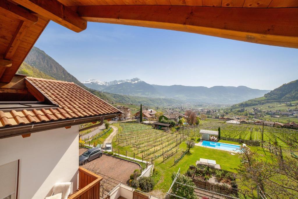 a view of a vineyard from a house at Fröhlichhof Wohnung Panorama in Lagundo