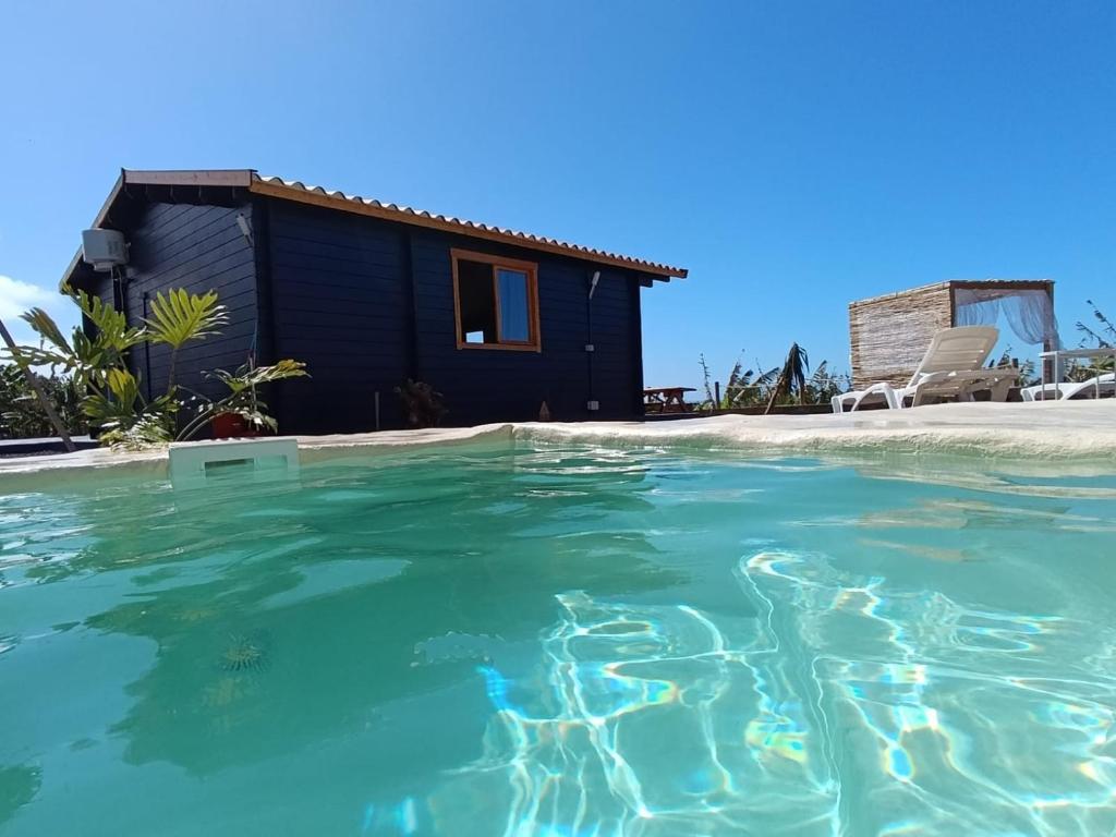 a villa with a pool in front of a house at Villa Dely in Tazacorte