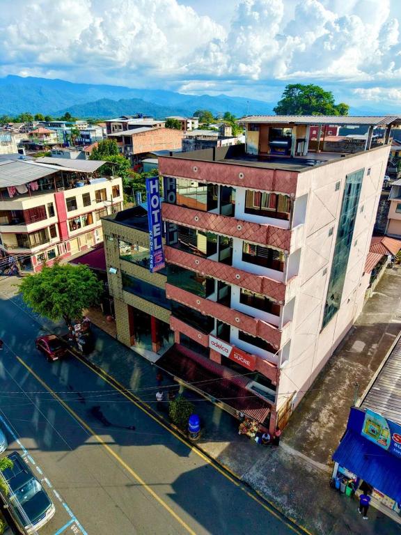 an overhead view of a building in a city at Hotel Nivel 5 in Macas