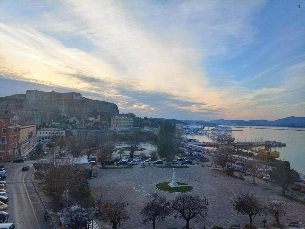 a view of a city with a view of the water at Contessa di Corfu i in Corfu