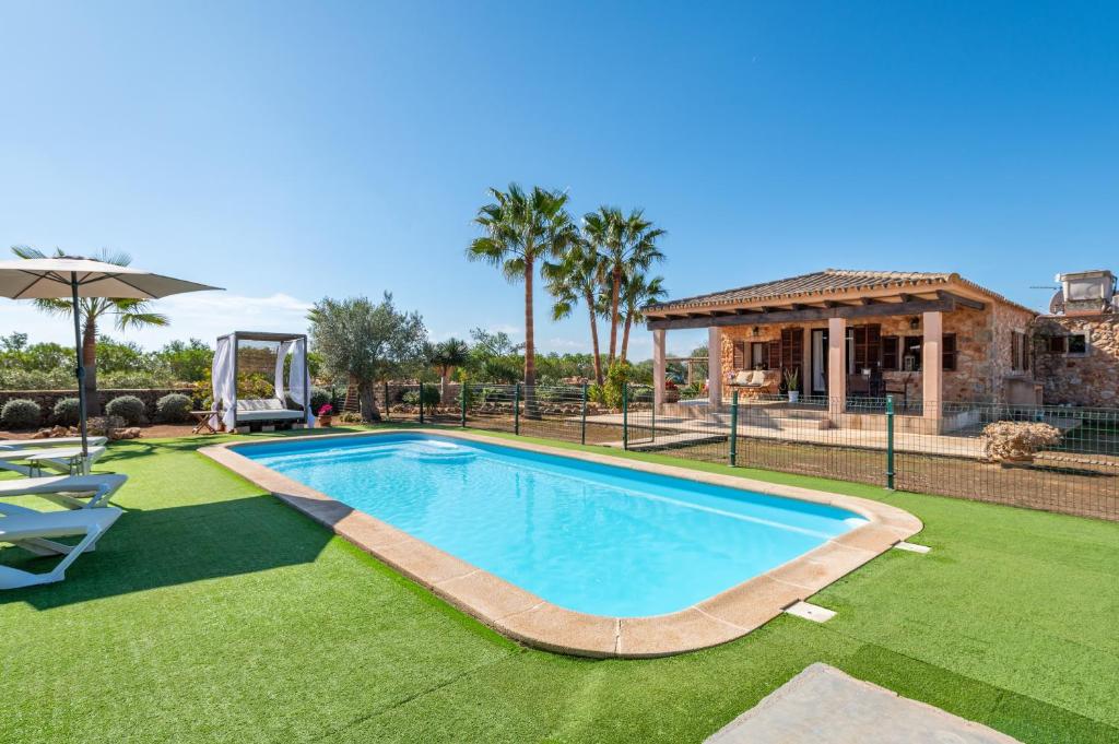 a swimming pool in the middle of a yard at Ses Oliveres in Campos