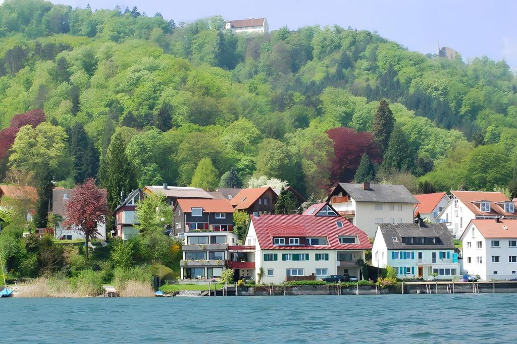 a town on the shore of a body of water at Merk Ferienwohnungen Gbr in Bodman-Ludwigshafen