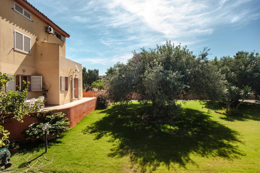 an apple tree in the yard of a house at Villa erica appartamento Cindy in Villa San Pietro