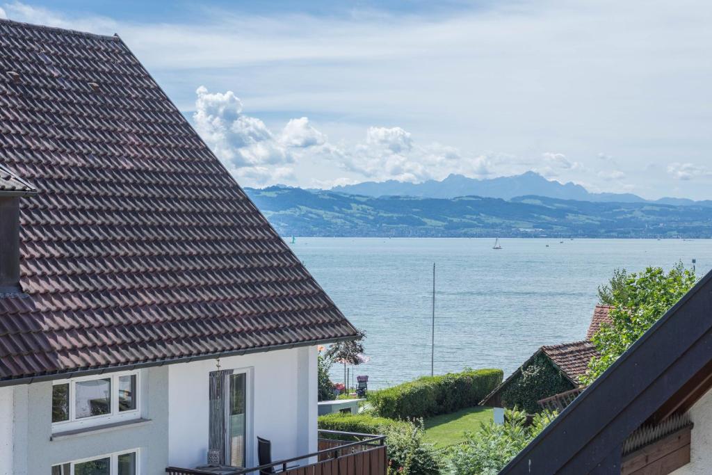 a view of the water from a house at Gästehaus Heinemann - Dg4 in Langenargen