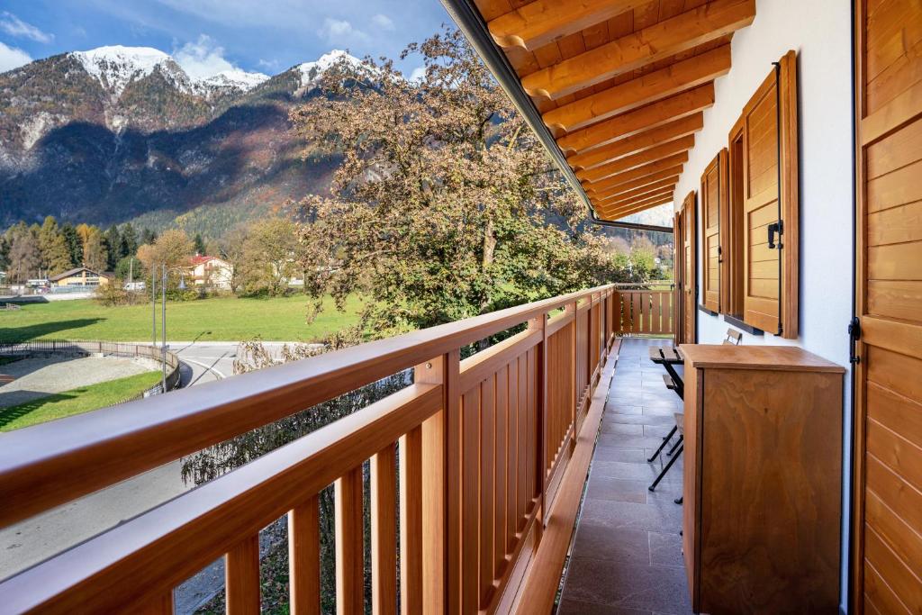 a balcony with a view of the mountains at Condominio Lucia 12 Pinzolo in Pinzolo