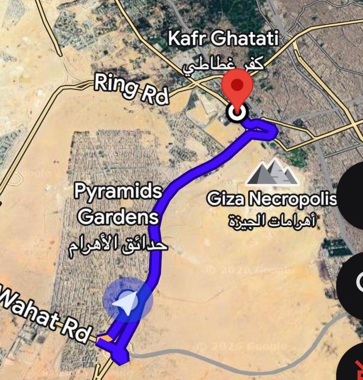 a map of kirghizuri with a red marker at Pyramids & GEM Tourist Apartment in ‘Ezbet `Abd el-Ḥamîd