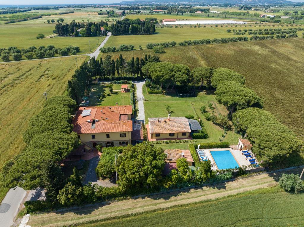 an aerial view of a large estate with a swimming pool at Podere Nuti - 1 La Regola in Cecina