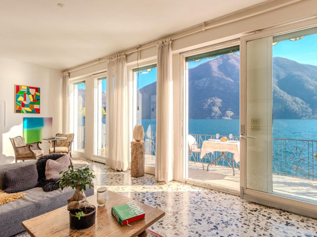 a living room with a view of the ocean at Villa Casa Silvana by Interhome in Valsolda
