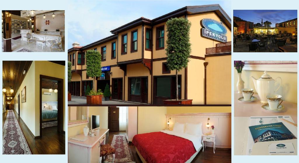 a collage of different pictures of a hotel at Bursa İpekyolu Hotel in Bursa