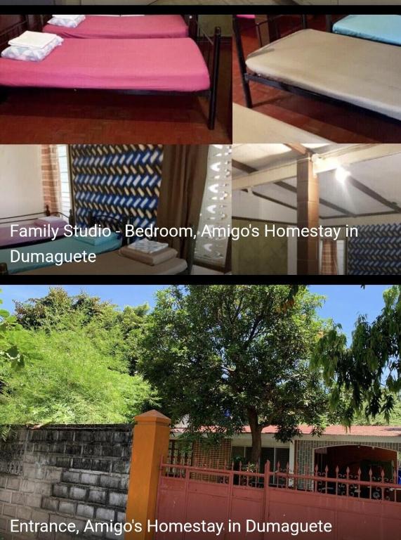 a collage of pictures of a house with a mattress at Amigos Homestay in Laguna