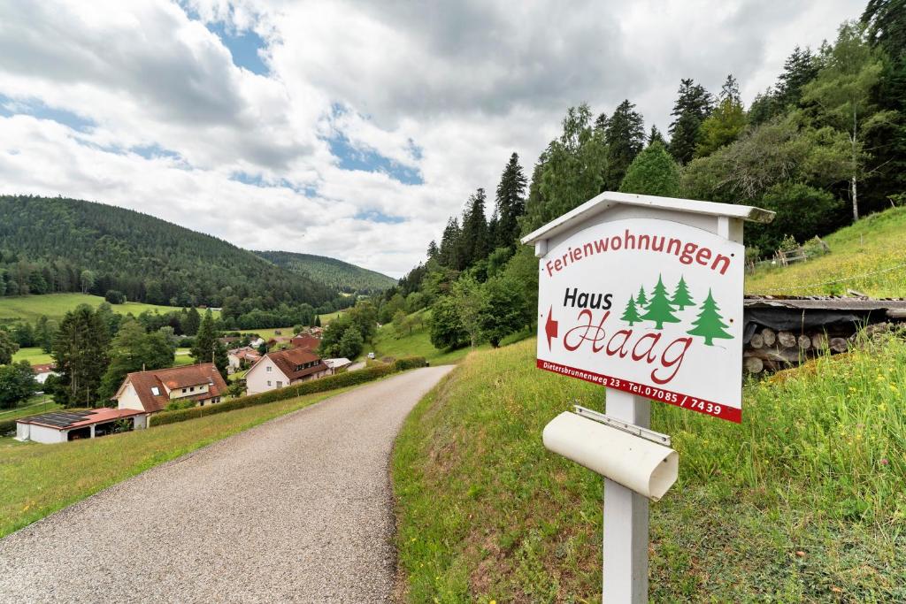 a sign on the side of a road at Haus Haag Enzklösterle in Enzklösterle