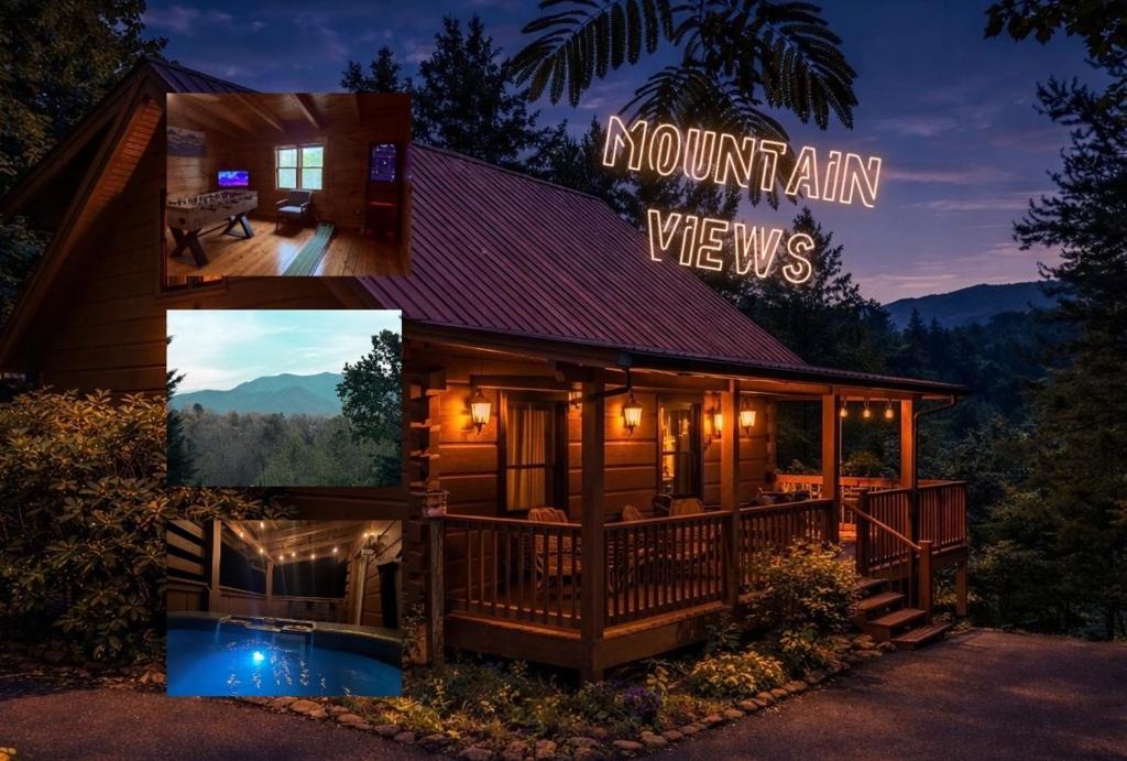 a home with a view of the mountains at Getaway Cabin Loft Oasis Mountain View in Gatlinburg
