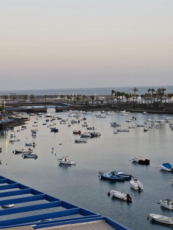 a bunch of boats are in the water at Casa sofia in Arrecife